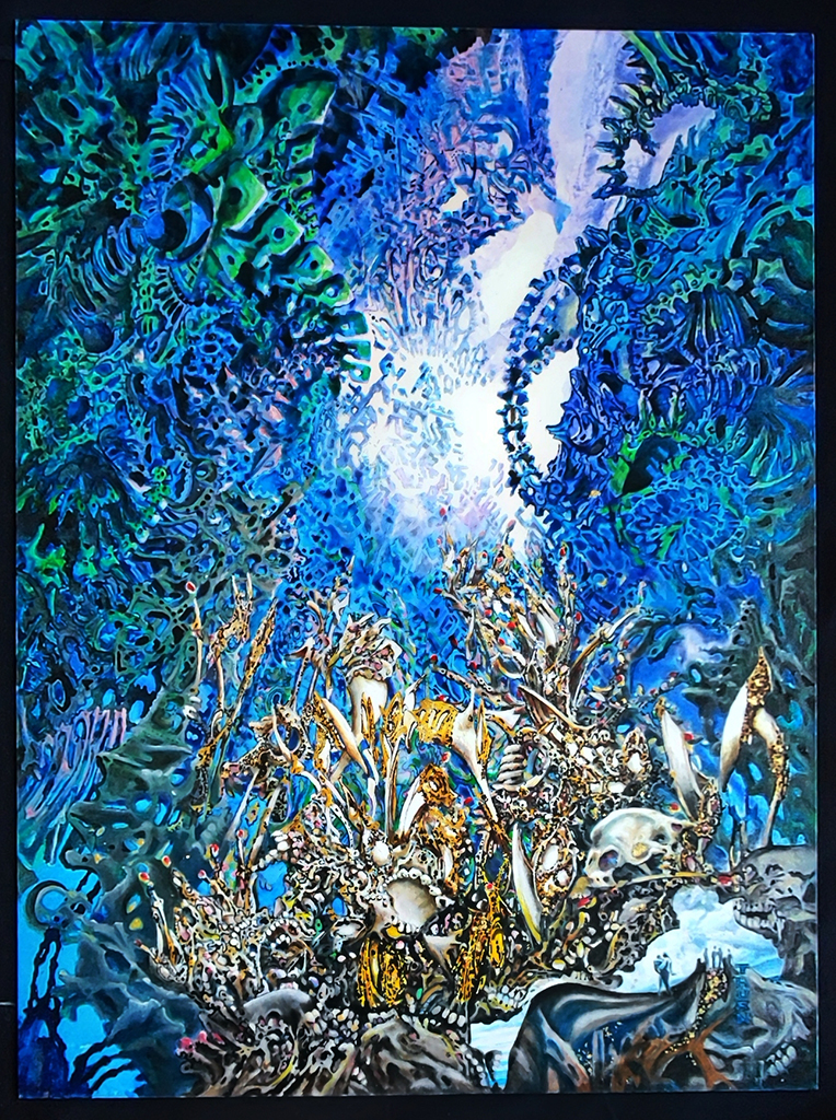 paysage extraterrestre/ peinture à l’huile / spirale tournoyante